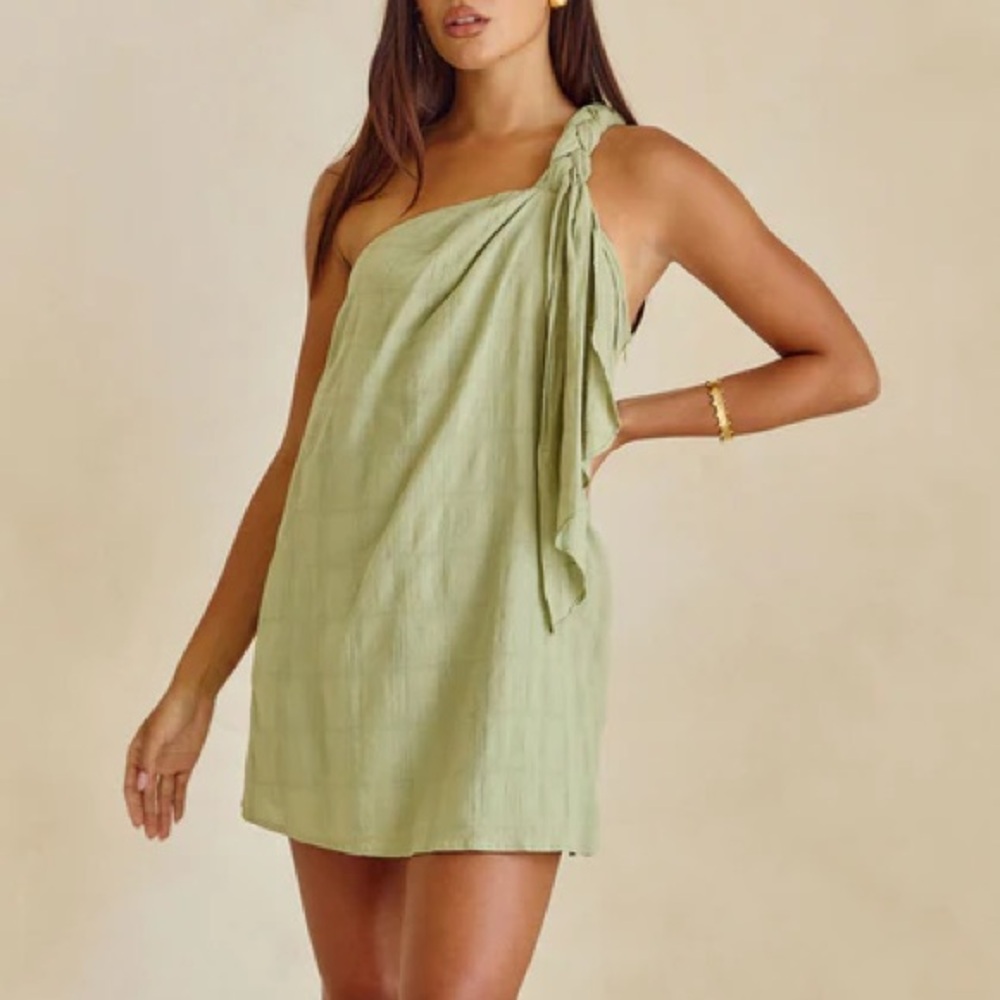 Sabo Skirt One-Shoulder Light Green Dress